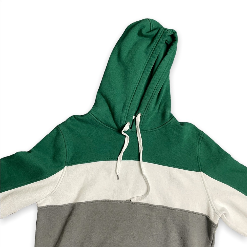 Retro Aesthetic Vintage Green, Gray & White Hoodie. Size M Medium.